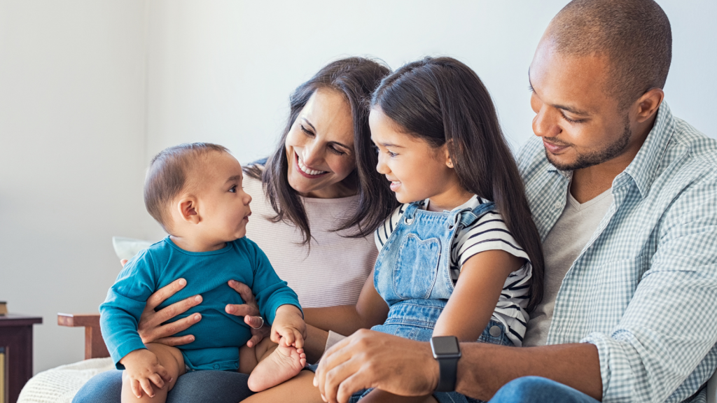 Family with two young children