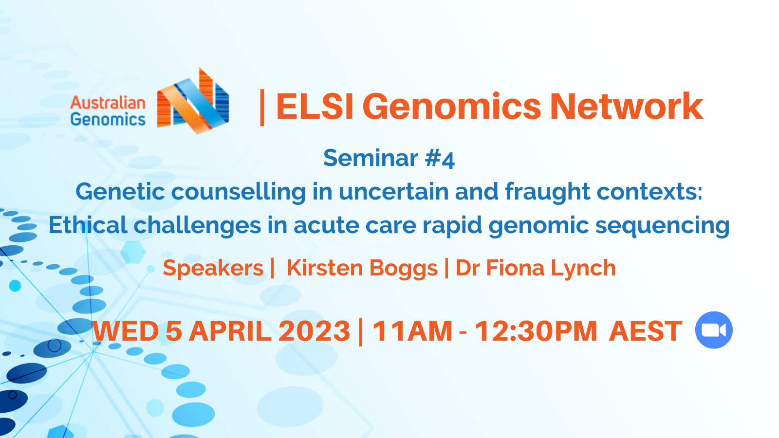 ELSI Genomics Network seminar - Genetic counselling in uncertain contexts: acute care rapid genomic sequencing