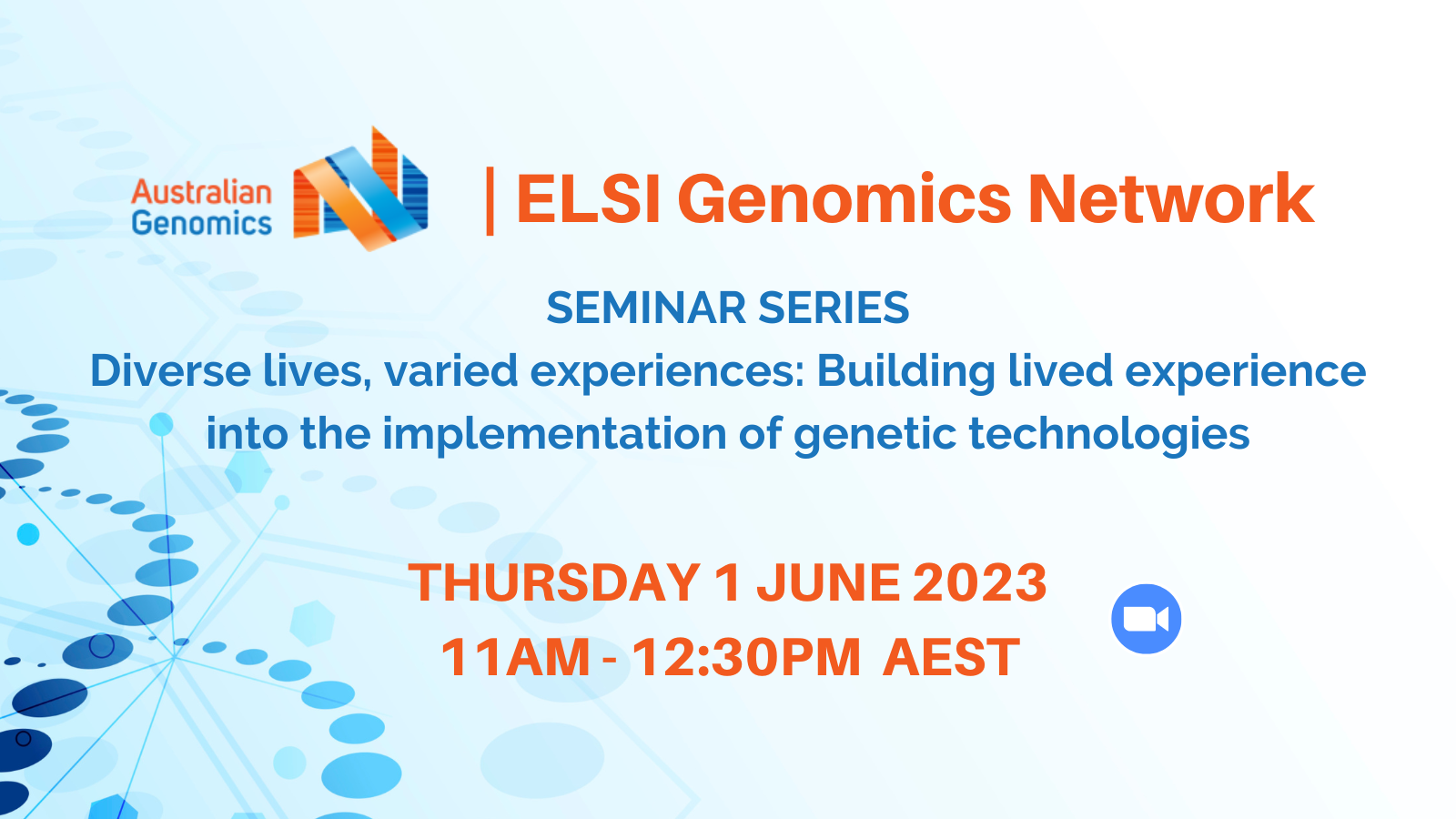 ELSI Genomics Network Seminar - Thursday 1 June at 11am.