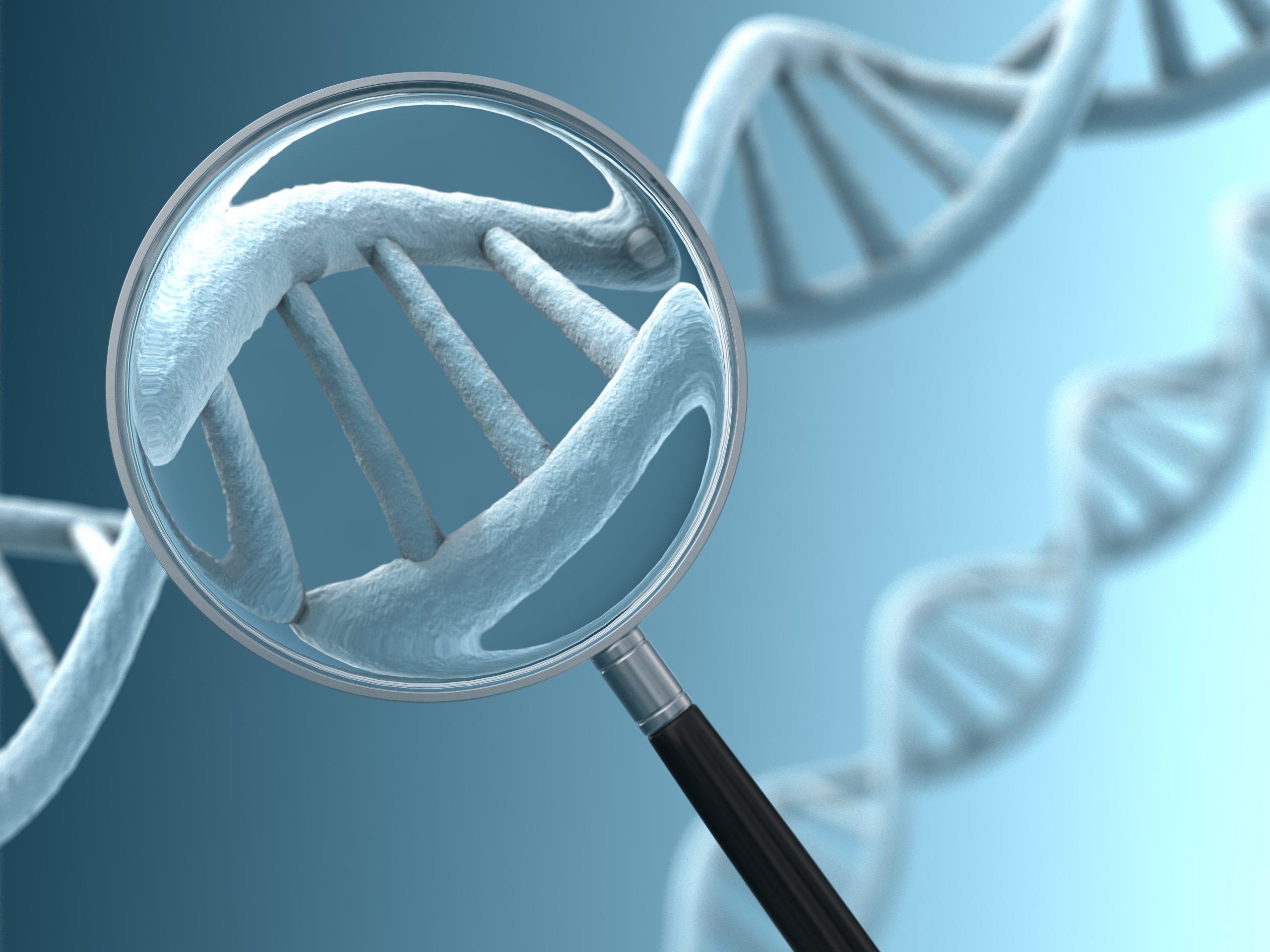 DNA strand under a magnifying glass