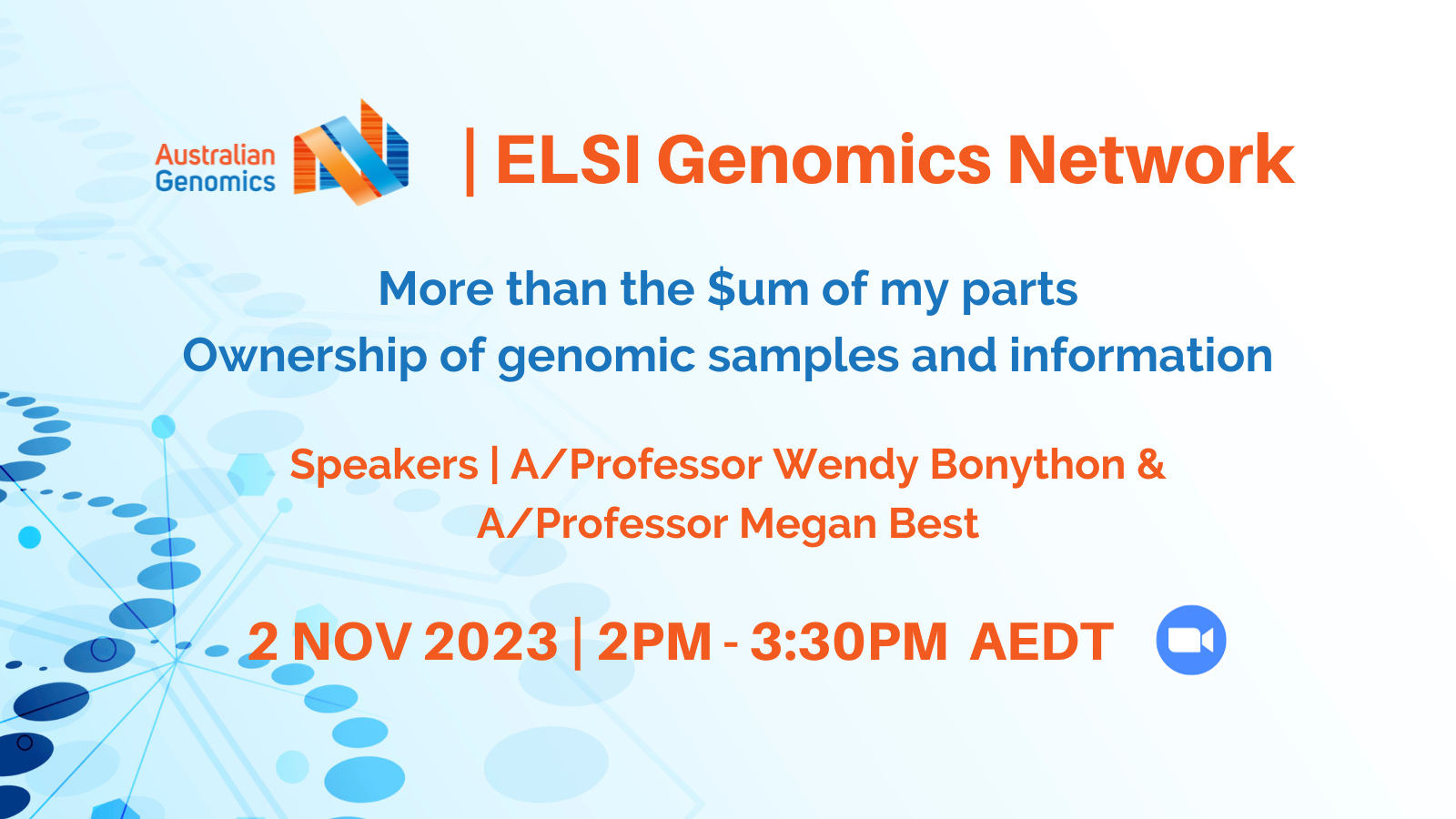 ELSI Genomics Network Seminar, 2nd November 2023 at 2pm (AEDT)